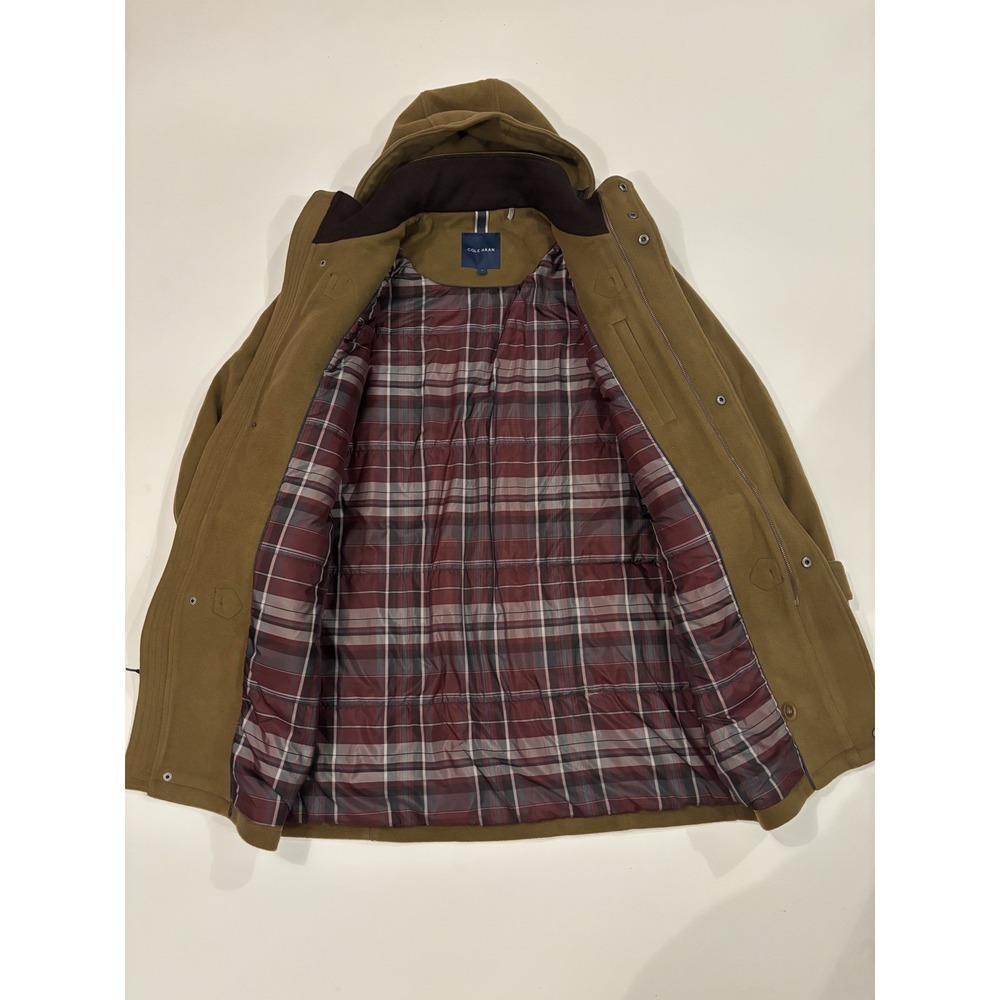 Cole Haan Men's Wool Blend Duffle Coat Small Removable Hood Fabric Made in Italy - Picture 3 of 16